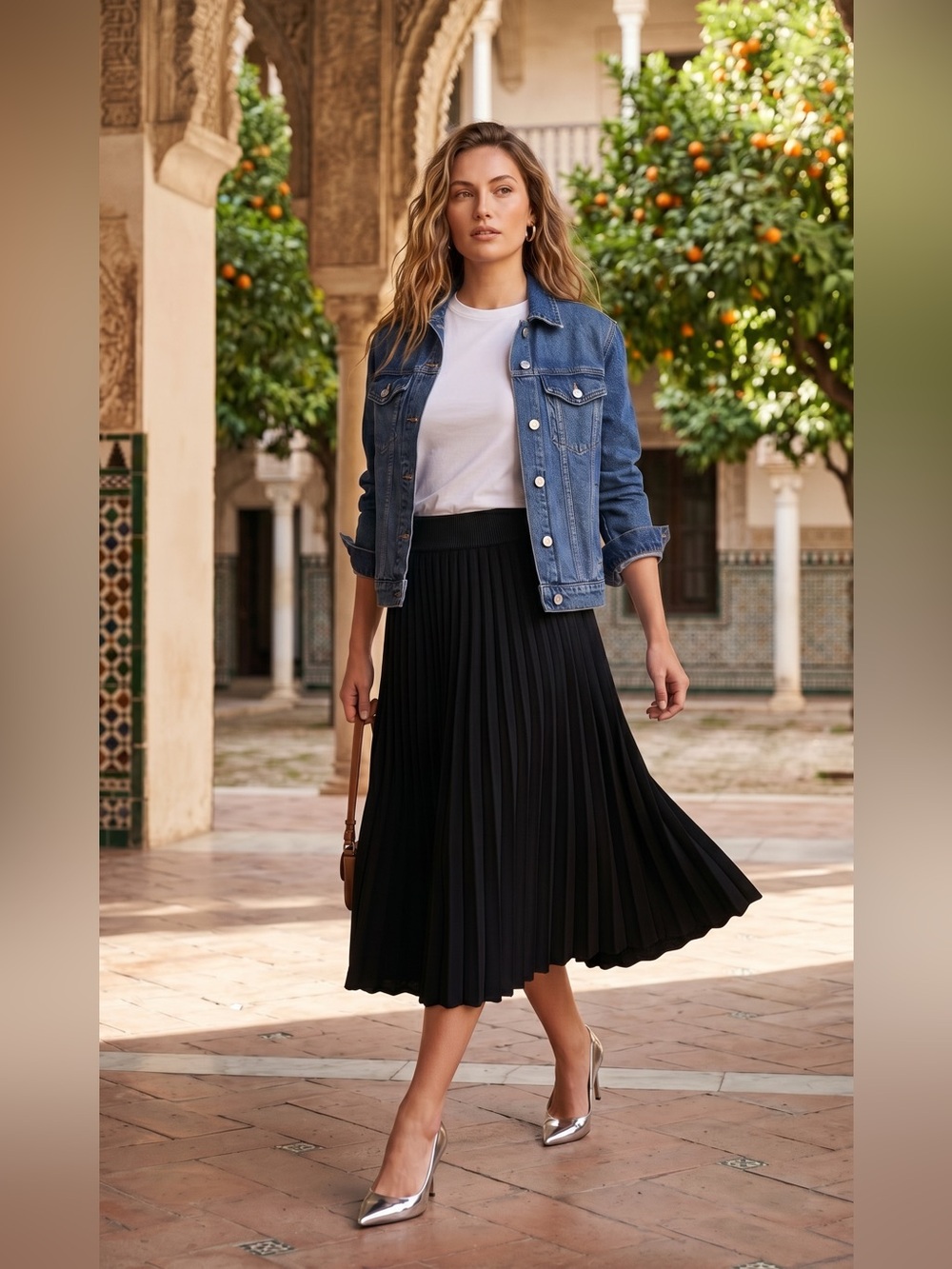 Vintage Liz Claiborne Black Pleated Midi Wool Blend Skirt. SP